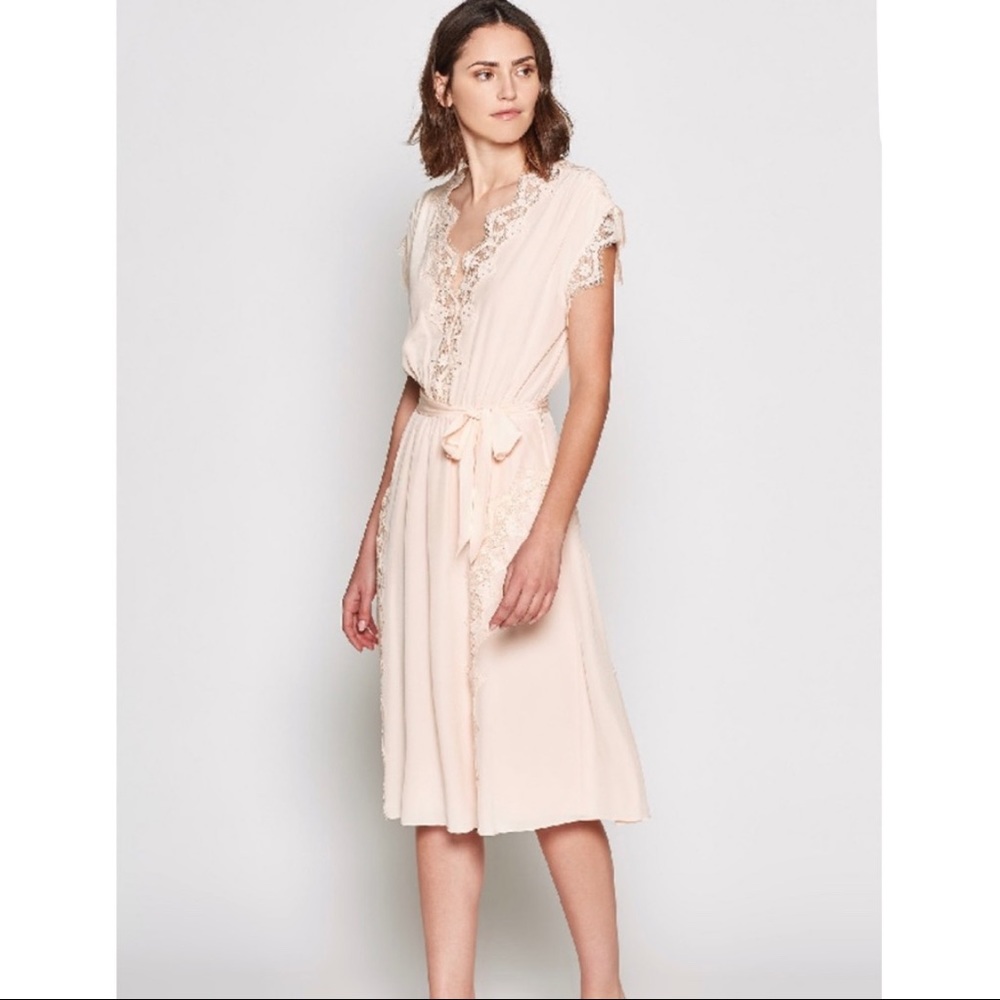 Joie Magdelen Silk Lace midi dress cream peach